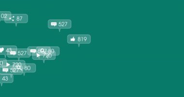 Yeşil arka planda sosyal medya veri işleme animasyonu. Dijital olarak oluşturulmuş küresel sosyal medya, bağlantılar, hesaplama ve veri işleme kavramı.