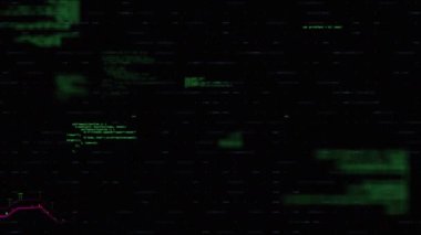 İstatistikler üzerinden veri işleme animasyonu. Küresel bulut hesaplama, dijital arayüz ve veri işleme kavramı dijital olarak oluşturulmuş video.