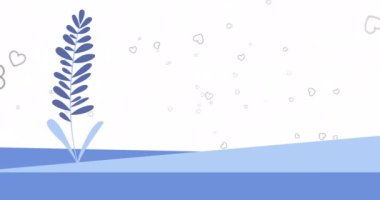 Beyaz arka planda kalp ve bitki animasyonu. Sevgi ve kutlama konsepti dijital olarak oluşturulmuş video.