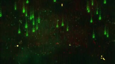 İkili kodlama ve veri işleme animasyonu. küresel hesaplama ve veri işleme kavramı dijital olarak oluşturulmuş video.