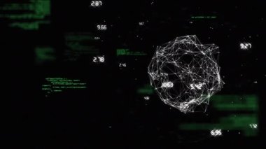 Bağlantılar ve veri işleme ile dünyanın animasyonu. Dijital olarak oluşturulmuş küresel bilgisayar ve veri işleme kavramı.