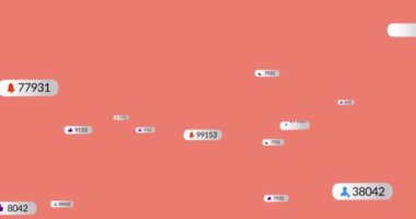 Pembe arka planda sosyal medya veri işleme animasyonu. Dijital olarak oluşturulmuş küresel sosyal medya, bağlantılar, hesaplama ve veri işleme kavramı.