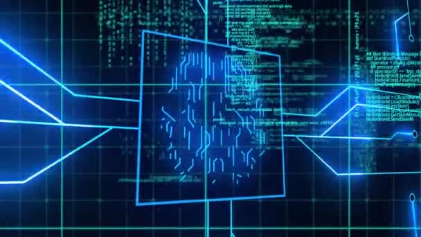 Animace Biometrického Mozku Binární Kódování Zpracování Dat Globální Digitální Rozhraní — Stock video