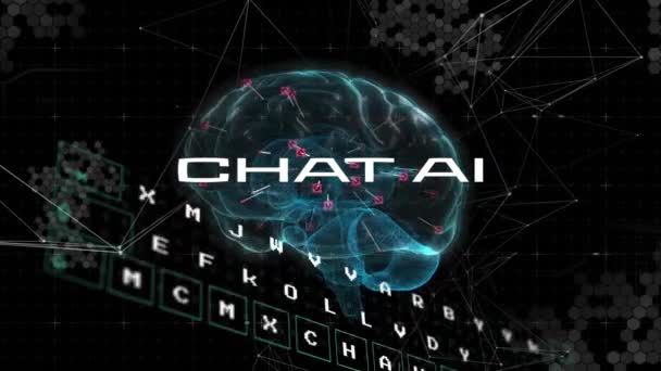 Animación Texto Inteligencia Artificial Procesamiento Datos Sobre Cerebro Humano Concepto — Vídeos de Stock