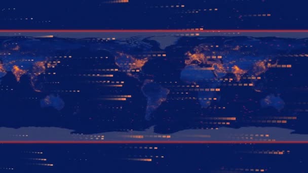 Animación Del Procesamiento Datos Sobre Mapa Del Mundo Sobre Fondo — Vídeo de stock