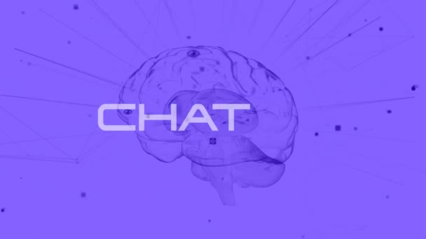Animation Von Chat Text Und Datenverarbeitung Durch Künstliche Intelligenz Über — Stockvideo