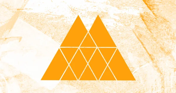 Sárga Háromszögek Összetétele Zavaros Sárga Háttér Felett Minta Színkoncepció Digitálisan — Stock Fotó