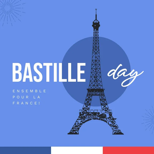 Samenstelling Van Bastille Dagtekst Boven Eiffeltoren Bastille Dag Feest Concept — Stockfoto