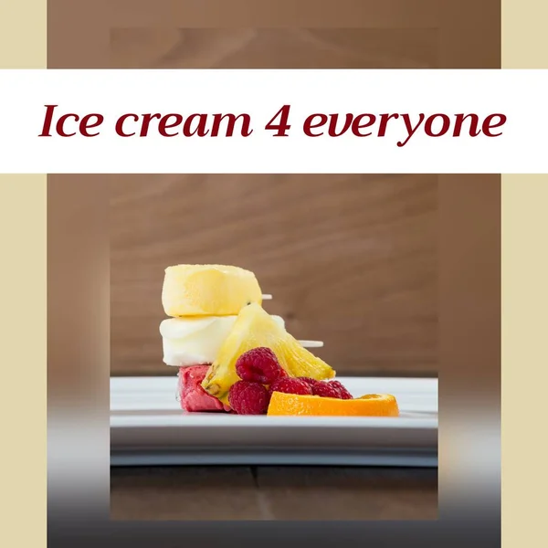 Composition Happy Ice Cream Day Text Fruit Ice Cream Ice — Stock Photo, Image