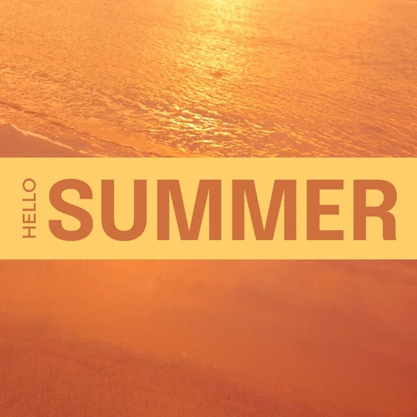 Složení Ahoj Letní Text Nad Mořem Písečnou Pláží Ahoj Léto — Stock fotografie