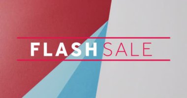 Satış metninin şablonun üzerinde canlandırması. Satışlar, perakende, iletişim, renk ve şablon konsepti dijital olarak oluşturulmuş video.