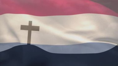 Hıristiyan haçı ve Hollanda bayrağının animasyonu. Hristiyanlık, inanç ve din kavramı dijital olarak oluşturulmuş video.