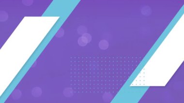 Mor arkaplanda hareket eden retro soyut şekillerin animasyonu. Dijital olarak oluşturulan soyut, renk ve şekil konsepti.