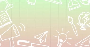 Okul konsepti simgelerinin gradyan arkaplandaki kopyalanmış alanla karşılaştırılması. Okul ve eğitim kavramı