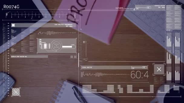Animação Processamento Dados Contra Texto Lucro Notas Memorando Caindo Sobre — Vídeo de Stock