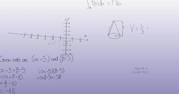 Animering Matematiska Ekvationer Och Formler Som Flyter Mot Grå Lutning — Stockvideo