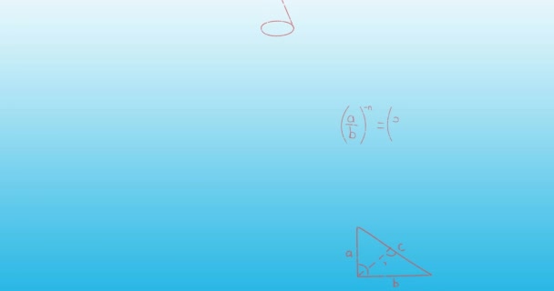 Анимация Математических Уравнений Формул Плавающих Синем Градиентном Фоне Концепция Школы — стоковое видео