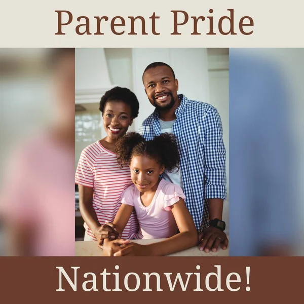 Samenstelling Van Gelukkige Ouders Dagtekst Gelukkige Afrikaanse Amerikaanse Ouders Met — Stockfoto