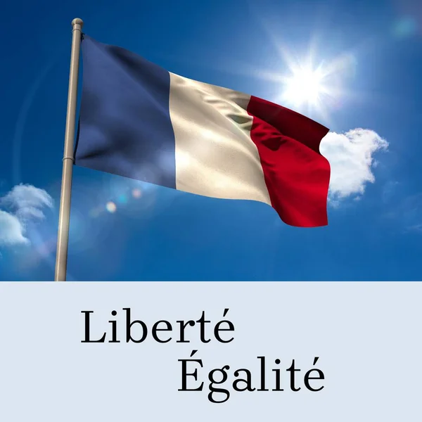 Zusammensetzung Des Bastille Tages Textes Über Der Französischen Flagge Frankreich — Stockfoto