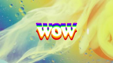 Vay be metninin animasyonu sıvı ve takıların yakınlaştırılması üzerine. Sosyal medya, iletişim, renk ve şablon kavramı dijital olarak oluşturuldu.