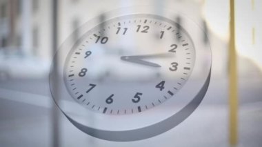 Şehir trafiğinin zaman aşımına karşı zamanın akışının animasyonu. Bilgisayar arayüzü ve iş teknolojisi kavramı