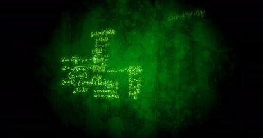 Parlayan ışık arka planında bilimsel veri işleme animasyonu. Küresel eğitim, öğrenim, okul, dijital arayüz ve dijital olarak oluşturulan veri işleme kavramı.