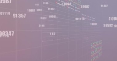 Mor zemin üzerinde istatistiksel ve borsa veri işleme üzerinden rakamların değiştirilmesi. Küresel ekonomi ve iş veri teknolojisi kavramı