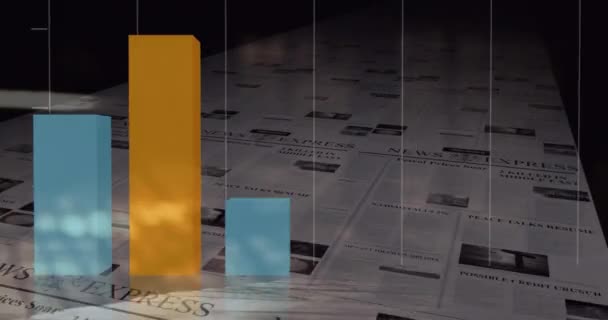 Animation Der Verarbeitung Von Finanzdaten Über Zeitungen Globales Geschäfts Finanz — Stockvideo