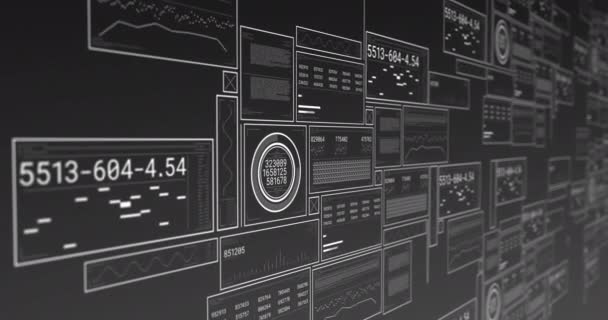 Animacja Interfejsu Przetwarzaniem Danych Szarym Tle Interfejs Komputerowy Koncepcja Technologii — Wideo stockowe