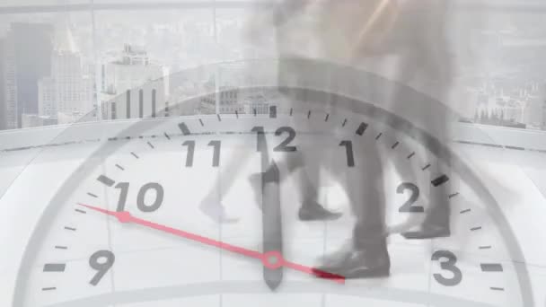 Animación Tictac Reloj Contra Lapso Tiempo Sección Baja Gente Negocios — Vídeo de stock