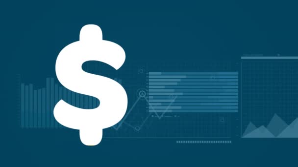 Animace Dolarového Symbolu Vyplňující Zvyšující Procento Proti Zpracování Statistických Údajů — Stock video