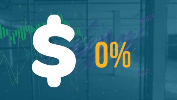 Animación Del Símbolo Del Dólar Llenando Porcentaje Creciente Procesamiento Datos — Vídeos de Stock