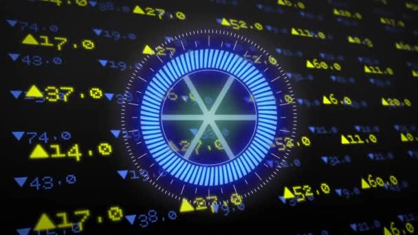 네온둥근 스캐너의 애니메이션은 데이터 처리를 배경에 비즈니스 인터페이스 — 비디오