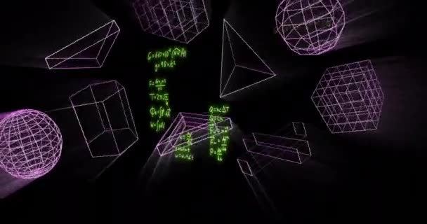 Animation Von Formen Die Sich Über Mathematische Datenverarbeitung Bewegen Globale — Stockvideo