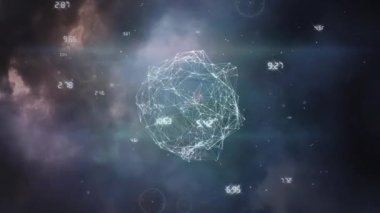 Kara bulutlardaki fırtınalara karşı dünya çapındaki bağlantı ağları üzerindeki tik-tak saatlerin animasyonu. Küresel ağ ve iş teknolojisi kavramı