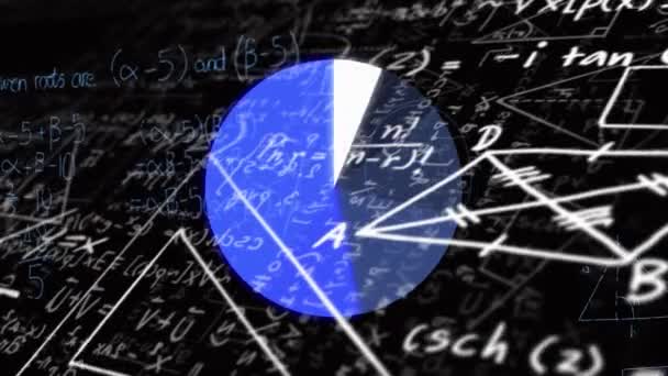在黑色背景下动画数学方程和统计数据处理 学校和教育技术概念 — 图库视频影像