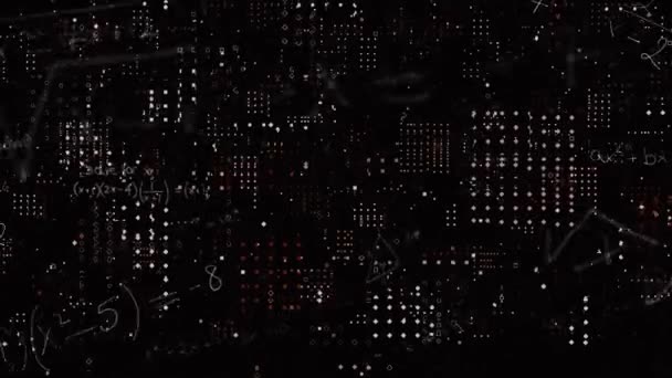 Анімація Математичних Рівнянь Візерунок Крапок Чорному Тлі Концепція Шкільних Освітніх — стокове відео