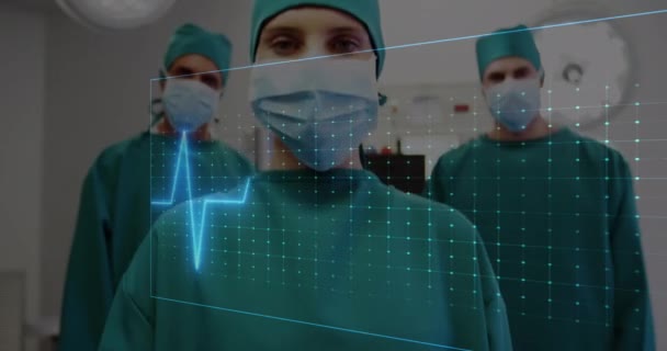 박동수 모니터 애니메이션은 병원의 수술실에서 외과의 — 비디오