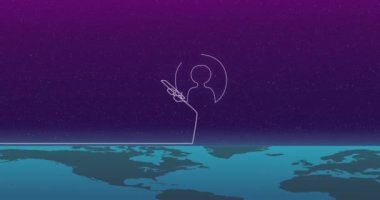 Akıllı telefon kullanan bir kadın üzerinde ai veri işleme animasyonu. Küresel yapay zeka, dijital arayüz, hesaplama ve veri işleme kavramı dijital olarak oluşturuldu.