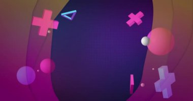 Pembeden sarı tabakaya soyut şekillerin animasyonu. Küresel bağlantılar, bulut hesaplama, dijital arayüz ve veri işleme kavramı dijital olarak oluşturuldu.