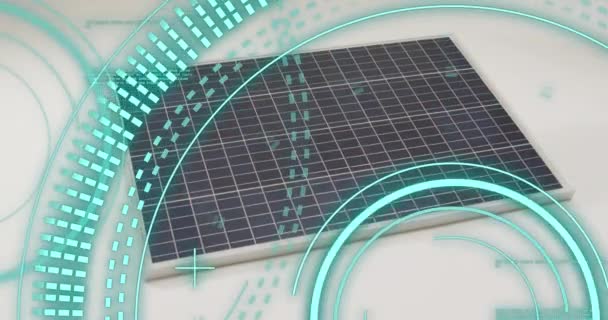 Animação Digitalização Escopo Processamento Dados Sobre Painéis Solares Conceito Global — Vídeo de Stock