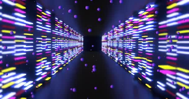 Animation Purple Balls Data Processing Computer Servers Global Computing Digital — Stock Video