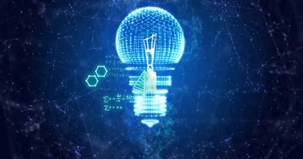 Анімація Лампочки Обробка Математичних Даних Глобальна Електрика Хмарні Обчислення Цифровий — стокове відео