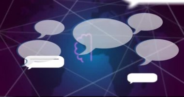 Morarmış arka planda ai chat ve veri işleme animasyonları. Küresel yapay zeka, dijital arayüz ve dijital olarak oluşturulmuş veri işleme konsepti.