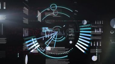 Çoklu grafikler ve soyut arkaplan üzerinden çemberleri yükleme animasyonu. Dijital olarak oluşturulmuş, hologram, illüstrasyon, ilerleme, rapor, iş dünyası, borsa konsepti.