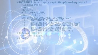 Kapsam taraması ve veri işleme animasyonu. Küresel hesaplama, dijital arayüz ve veri işleme kavramı dijital olarak oluşturulmuş video.