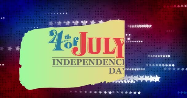 Animatie Van Juli Onafhankelijkheidsdag Tekst Sterren Rode Blauwe Achtergrond Onafhankelijkheidsdag — Stockvideo
