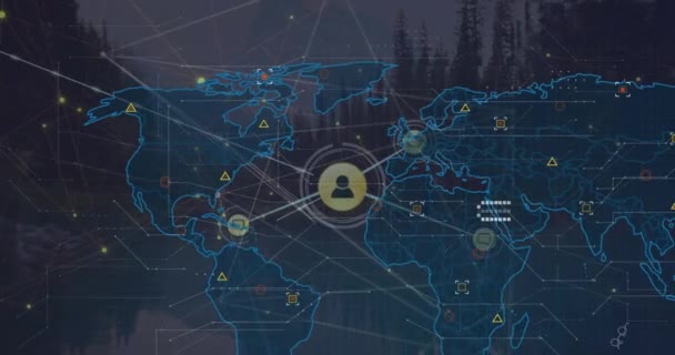 Composición Red Conexiones Sobre Mapa Del Mundo Conexiones Globales Negocios — Vídeos de Stock