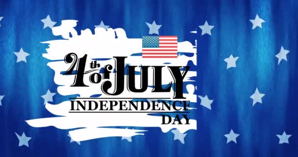 Анімація Липня Тексту Дня Незалежності Над Зірками Синьому Фоні День — стокове відео