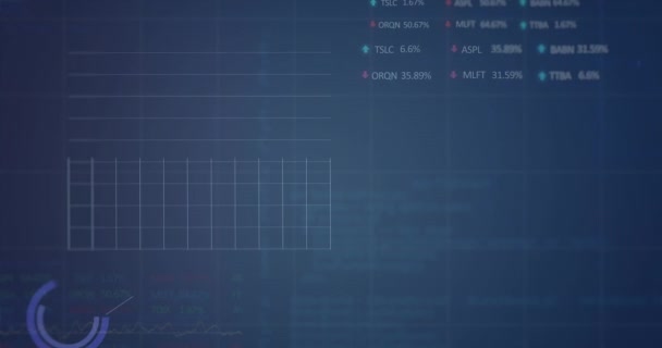 Animation Statistical Stock Market Data Processing Blue Background Global Economy — Stockvideo